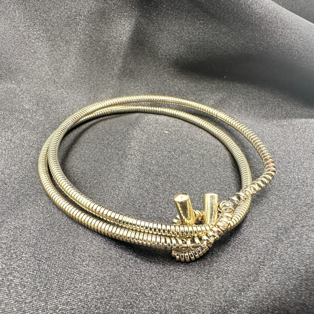 Vintage 80s Tubgas Gold Tone Snake Chain Bangle Flexible Bracelet Jewelry